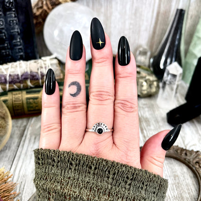 Dainty Black Onyx Ring Set in Sterling Silver / Curated by FOXLARK Collection