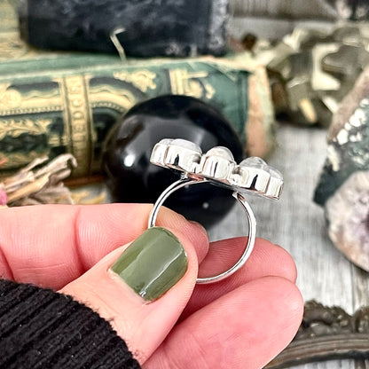 Large Adjustable Rainbow Moonstone Ring  / Curated by FOXLARK Collection