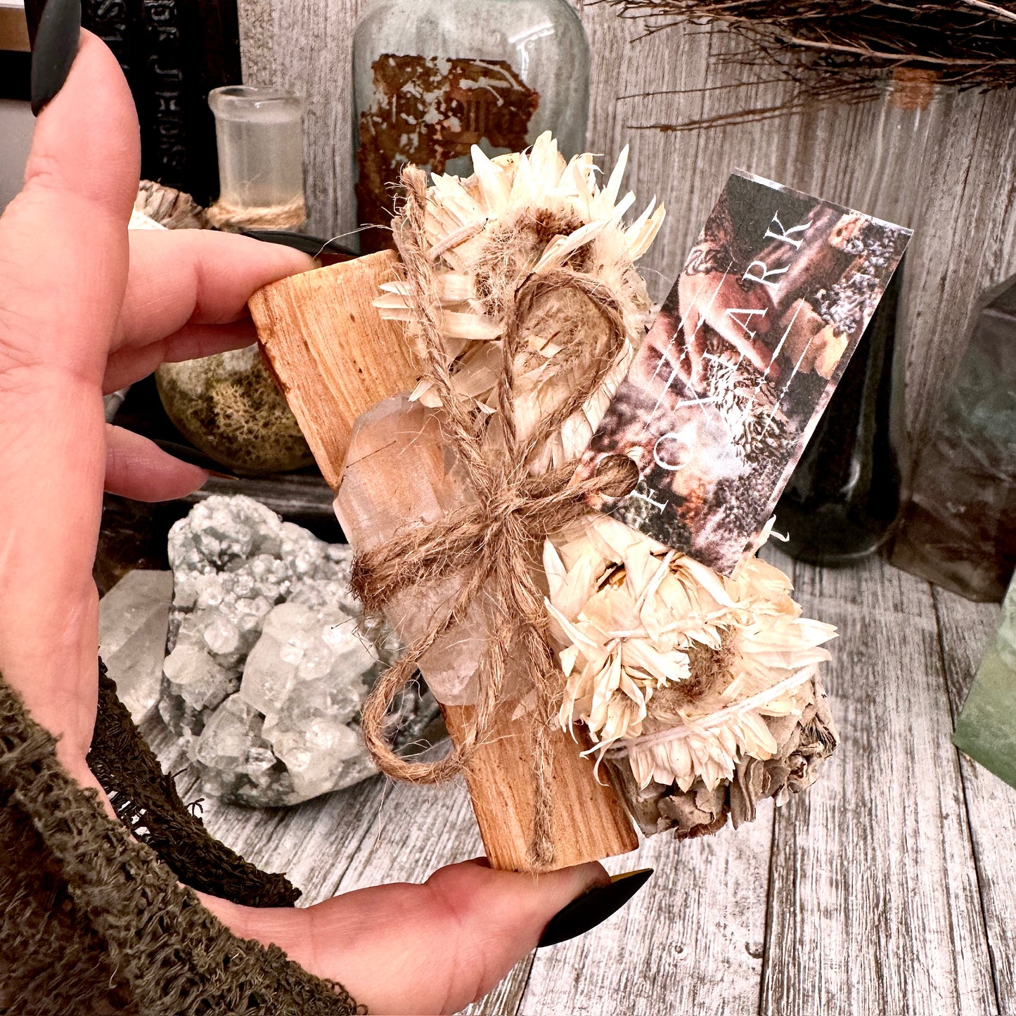 Sage Crystal Bundle with White Sage Palo Santo Clear Quartz / Foxlark Cleansing & Protection Kit