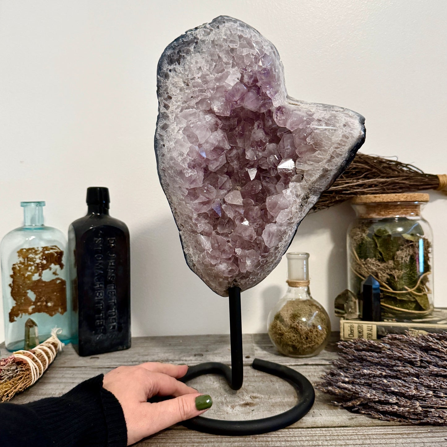 Huge Purple Amethyst Crystal Druzy Cluster With Stand / FoxlarkCrystals