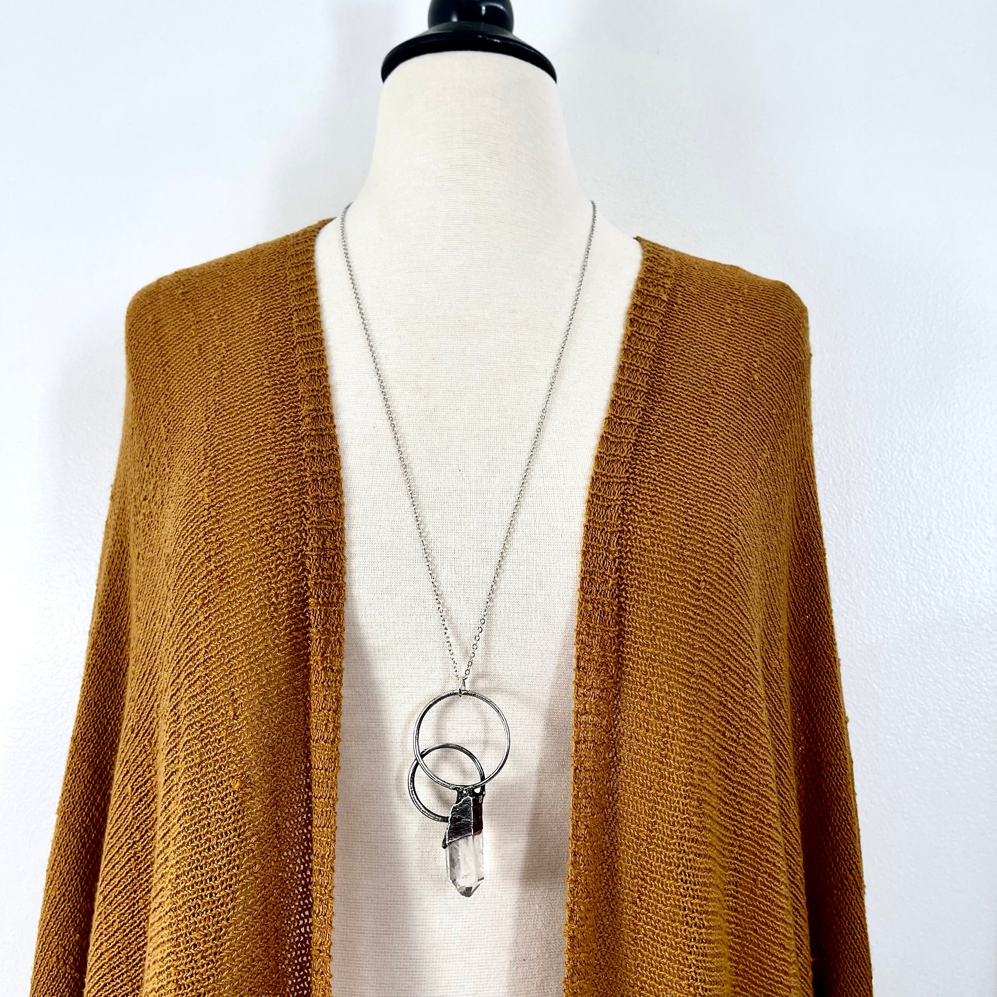 Large Citrine Necklace / Big Crystal Necklace Silver good / Foxlark Collection - One of a Kind