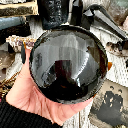 Large Black / Sheen Obsidian Crystal Ball / Foxlark Collection