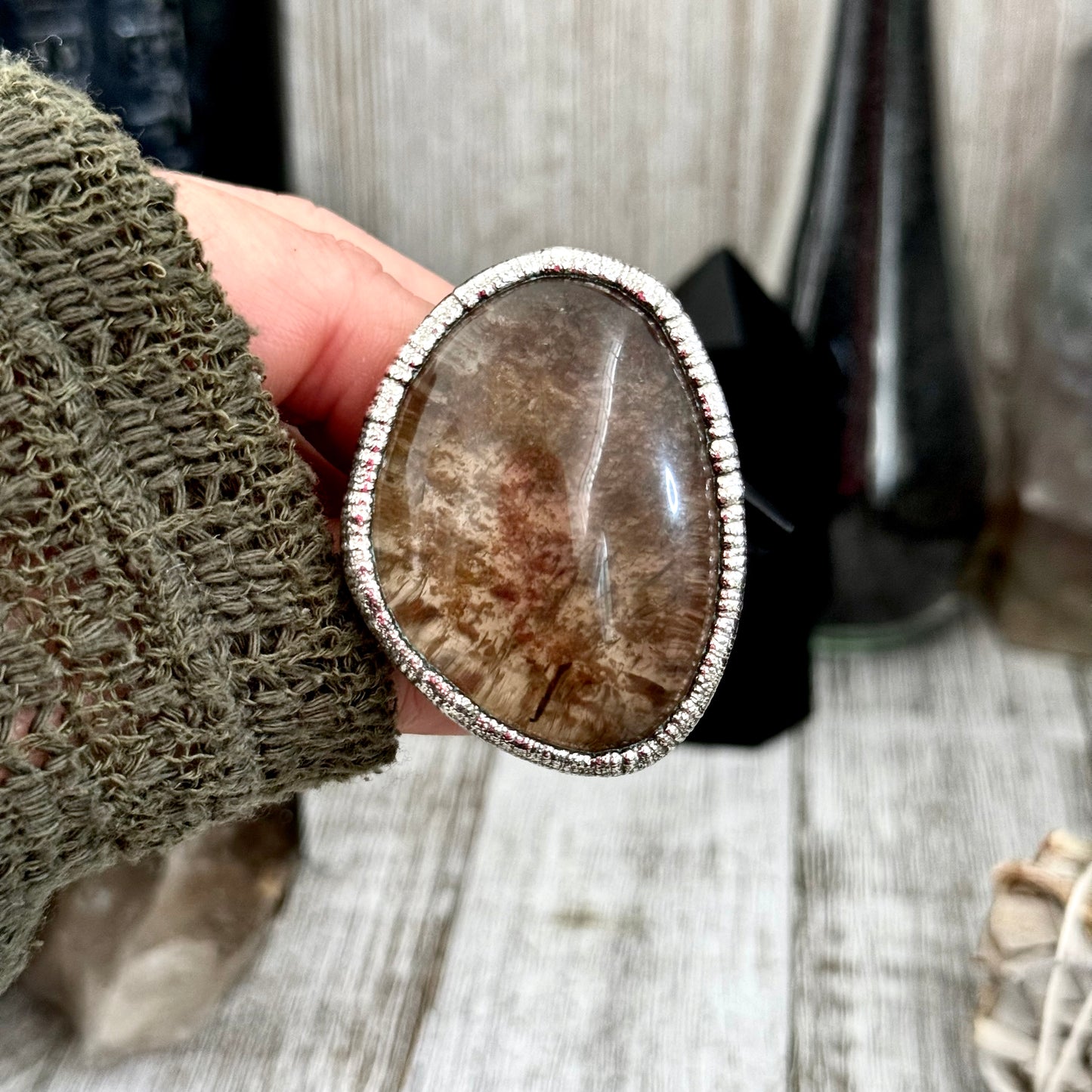 Smoky Garden Quartz Ring Silver Size 10.5 / Foxlark Crystal Jewelry Collection