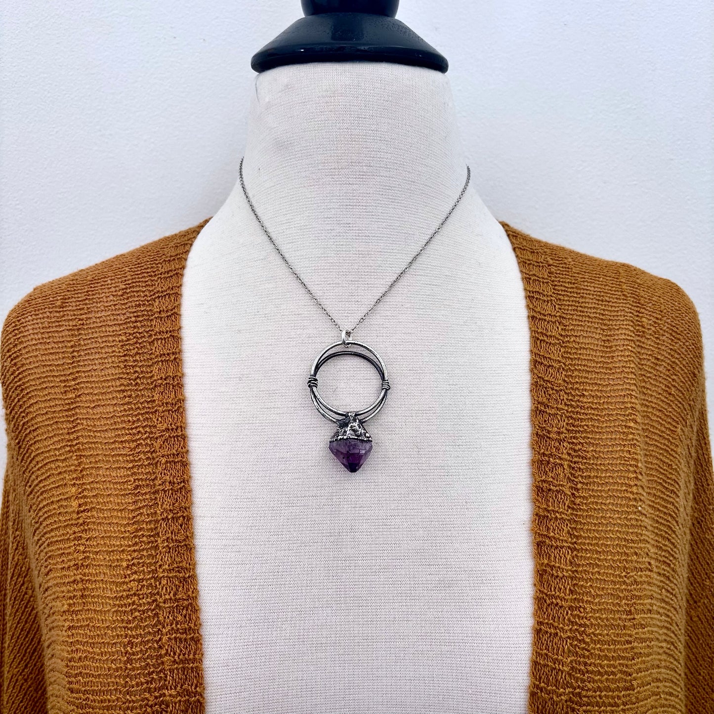 Big Raw Amethyst Necklace in Fine Silver / Foxlark Collection - One of a Kind