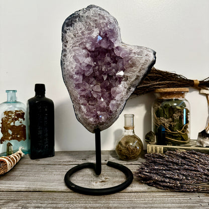 Huge Purple Amethyst Crystal Druzy Cluster With Stand / FoxlarkCrystals