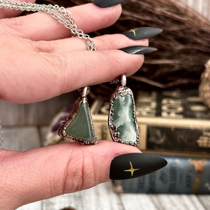 Dainty Aventurine Pebble Necklace in Silver/ Foxlark Collection