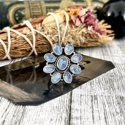 Large Adjustable Rainbow Moonstone Ring  / Curated by FOXLARK Collection