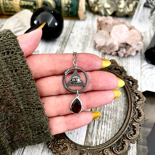 All Seeing Eye and Smokey Quartz Talisman Necklace / Talisman Collection-Sterling Silver