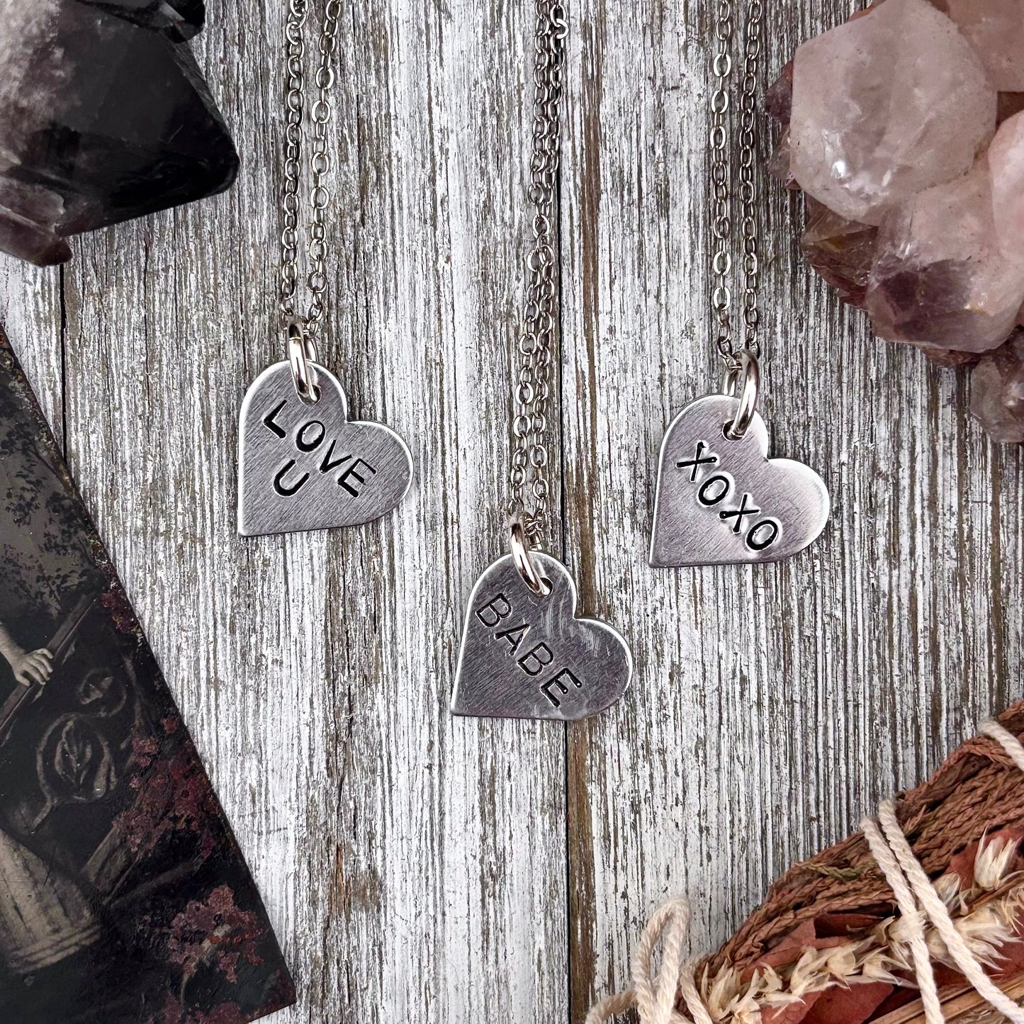 Bitty Bangers - Custom Heart Necklace | Personalized Hand Stamped Jewelry for Mom Bestie, Mama, Cat Mom, Plant Mom, Love, Till Death, Date Initials