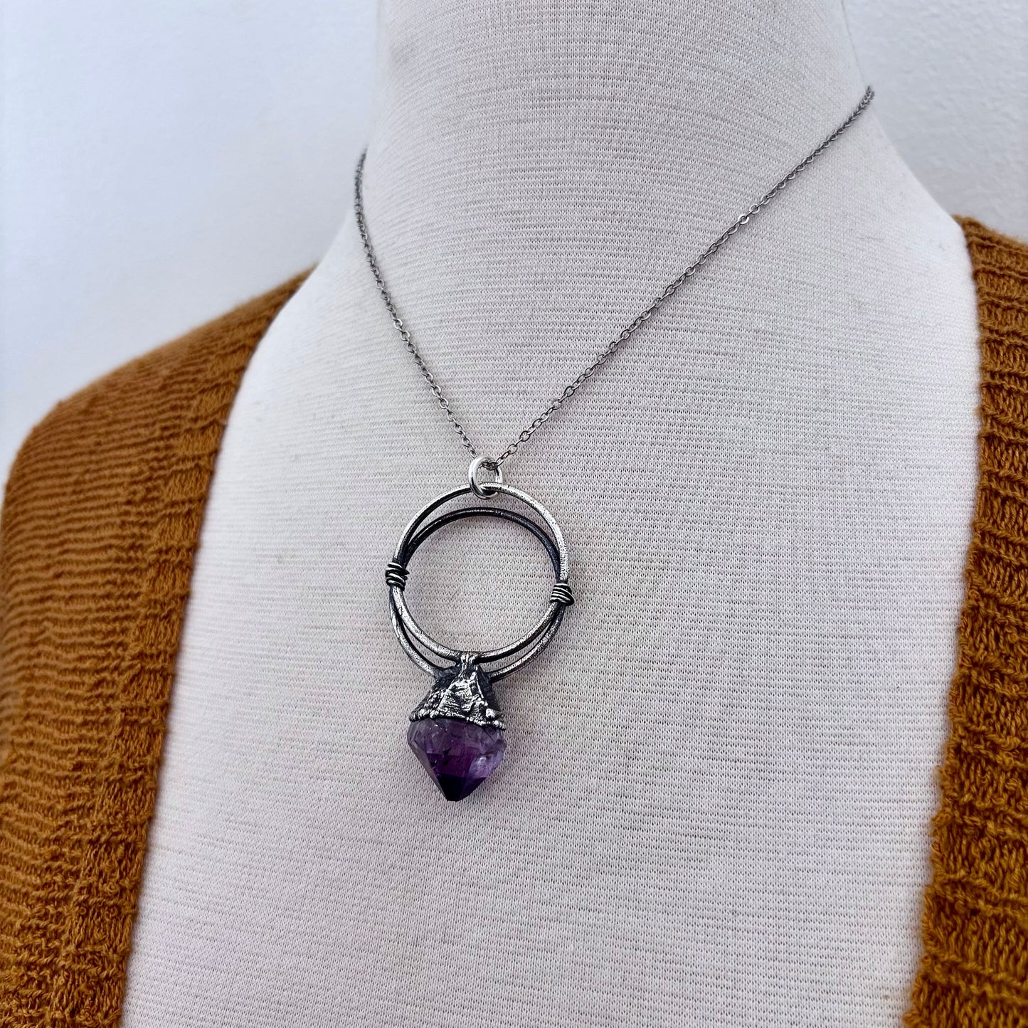 Big Raw Amethyst Necklace in Fine Silver / Foxlark Collection - One of a Kind