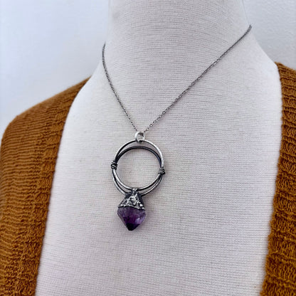 Big Raw Amethyst Necklace in Fine Silver / Foxlark Collection - One of a Kind