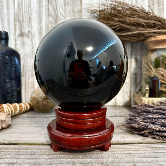 Large Black Obsidian Crystal Ball / Foxlark Collection