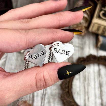 Bitty Bangers - Custom Heart Necklace | Personalized Hand Stamped Jewelry for Mom Bestie, Mama, Cat Mom, Plant Mom, Love, Till Death, Date Initials