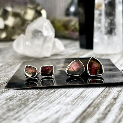 Dainty Tourmaline Sterling Silver Stud Earrings