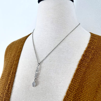 Stacked Elements and Moonstone Necklace - Fire, Air, Water and Earth / Talisman Collection-Sterling Silver