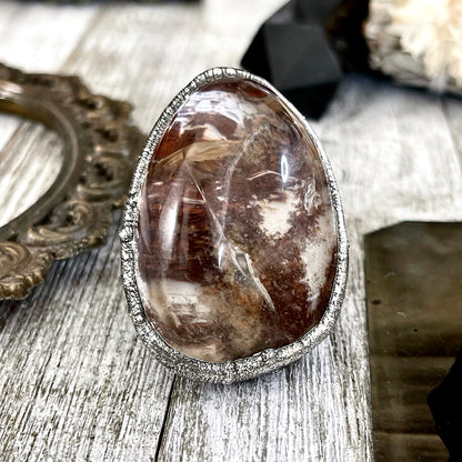 Size 9 BIG Garden Quartz Crystal Statement Ring in Fine Silver / Foxlark Collection - One of a Kind