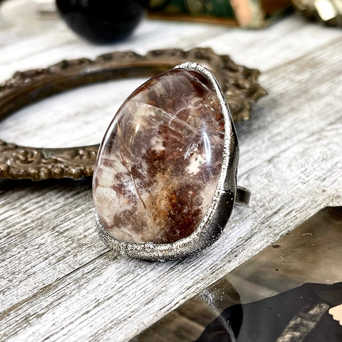 Size 9 BIG Garden Quartz Crystal Statement Ring in Fine Silver / Foxlark Collection - One of a Kind