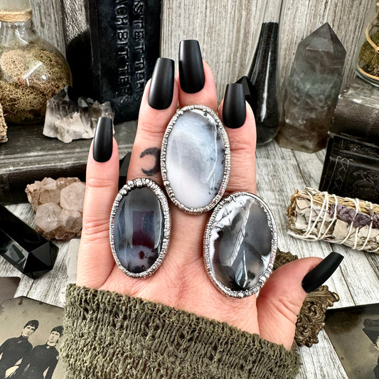 Dendritic Agate Statement Ring Silver Size 8 9 10 / Foxlark Collection