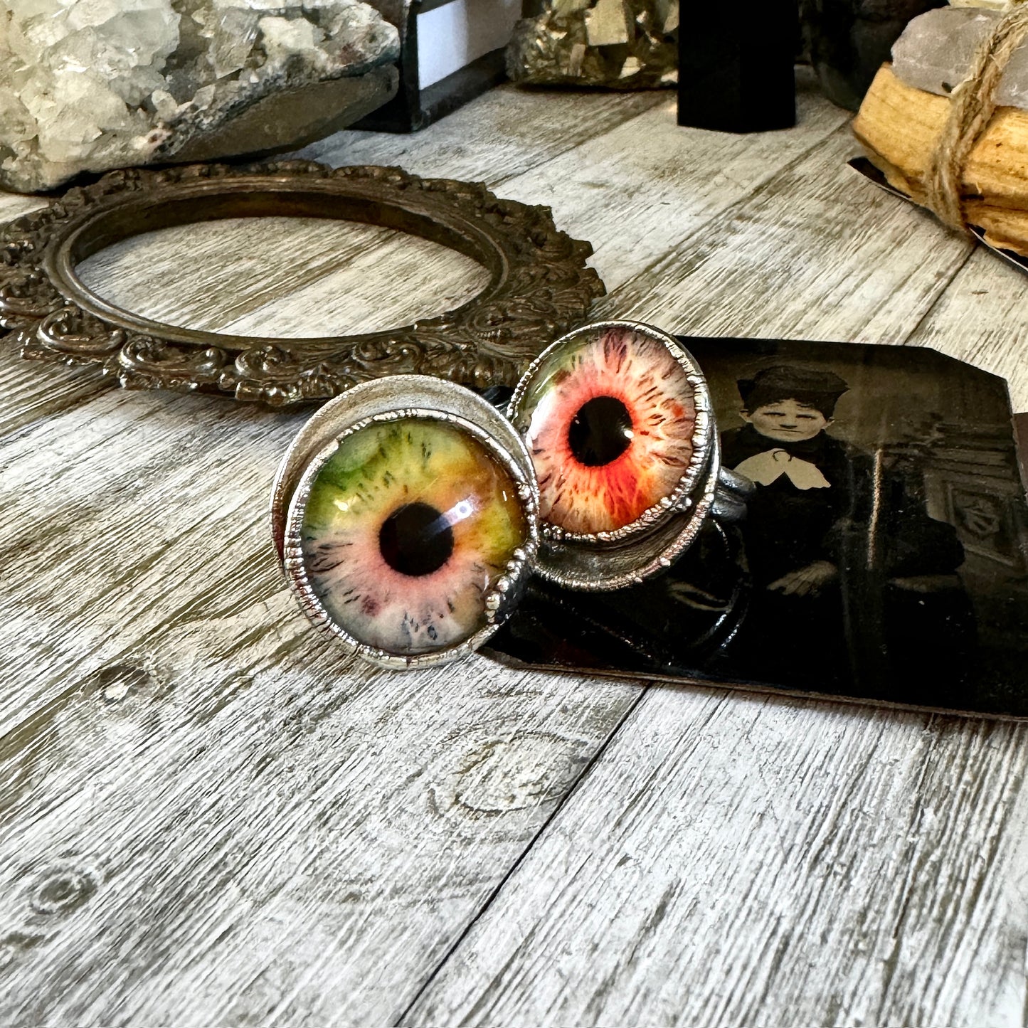 Glass Eye Ring Silver Size 9 10 / Foxlark Collection