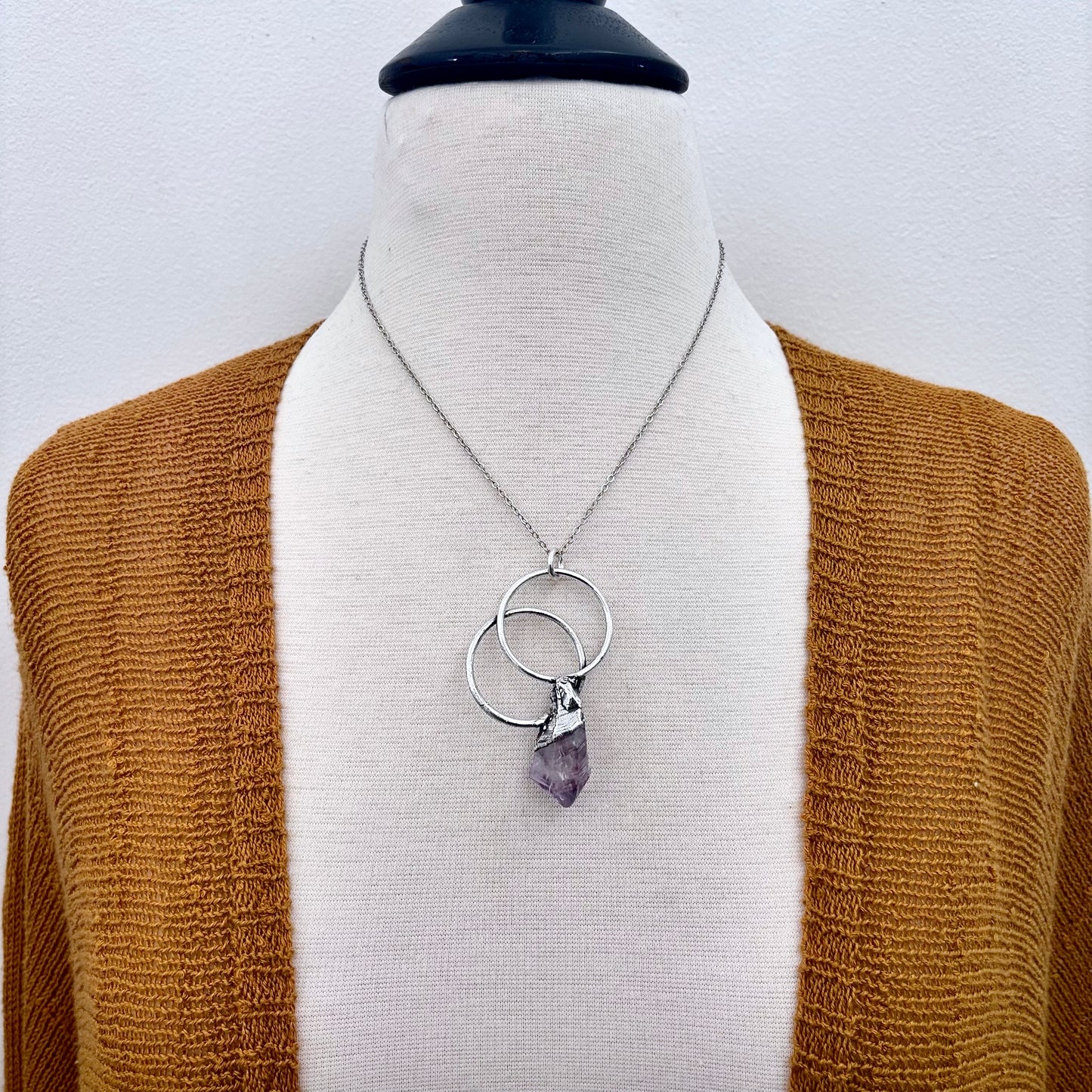 Big Raw Amethyst Necklace in Fine Silver / Foxlark Collection - One of a Kind