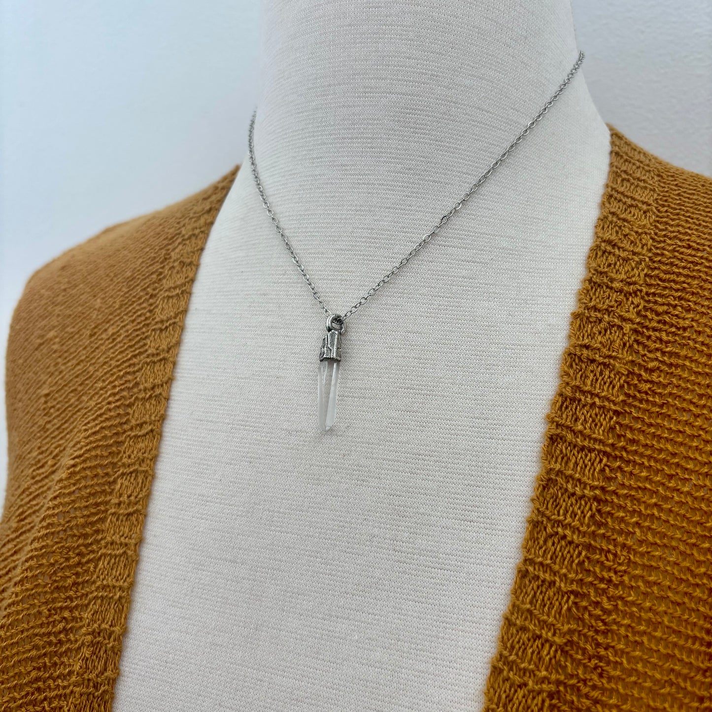 Dainty Raw Clear Quartz Necklace in Silver/ Foxlark Collection