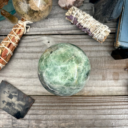 Large Green Fluorite Crystal Ball / FoxlarkCrystals