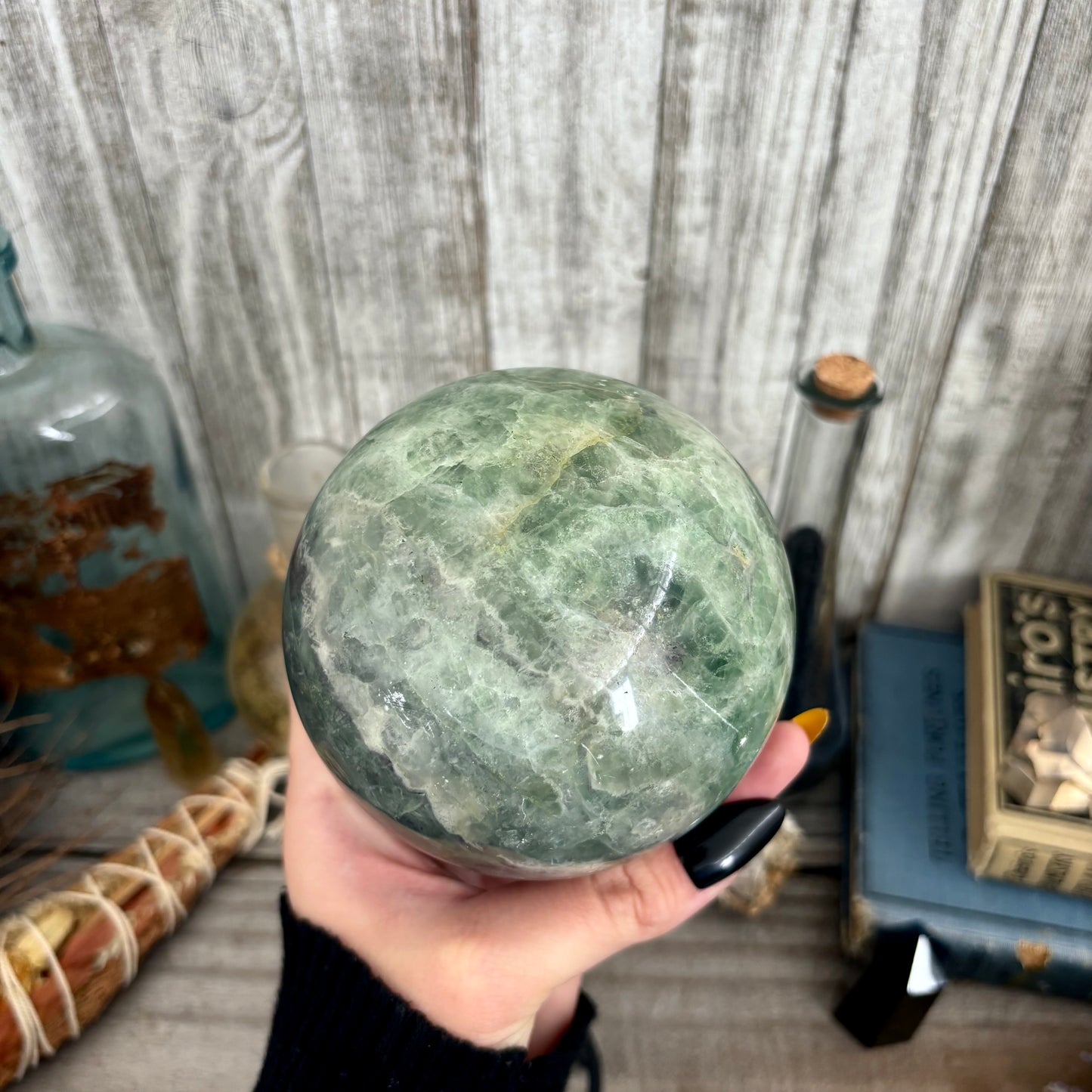 Large Green Fluorite Crystal Ball / FoxlarkCrystals