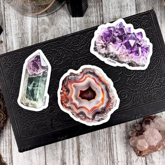 Crystal Sticker Set Amethyst, Agate, Fluorite Stickers