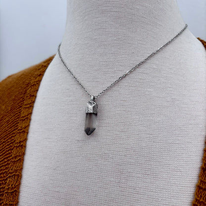 Dainty Raw Smoky Quartz Necklace in Silver/ Foxlark Collection