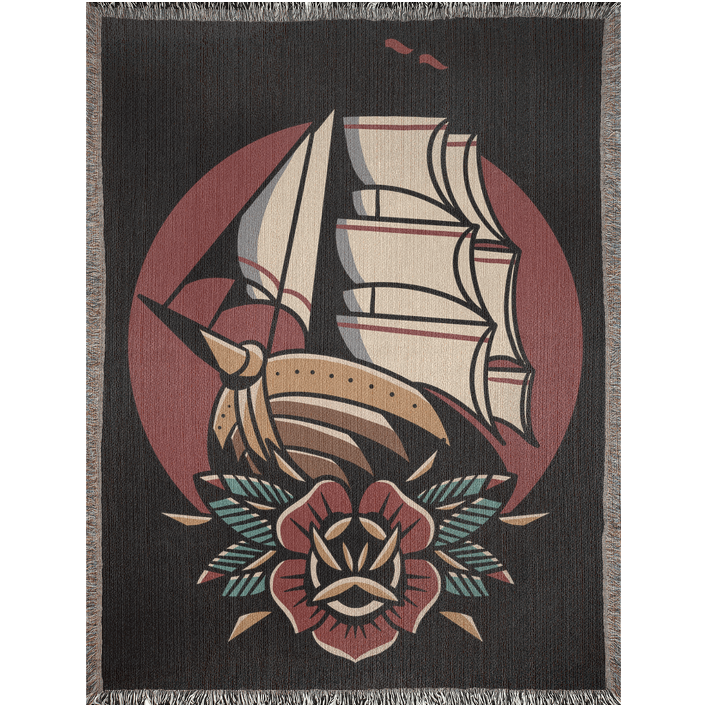 Old Sailor Traditional Tattoo Style - Woven Blanket.