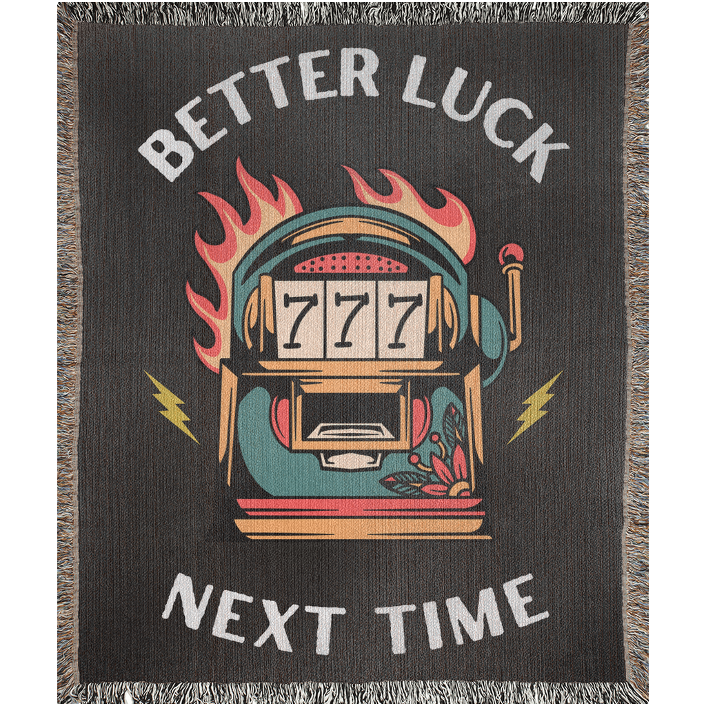 Better Luck Next Time Tattoo Style Woven Fringe Blanket