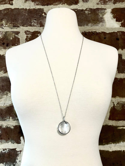 Silver Crystal Ball Necklace Large Clear Quartz Crystal Necklace // Crystal Sphere Necklace, Crystal Orb Statement Necklace Witchy Jewelry