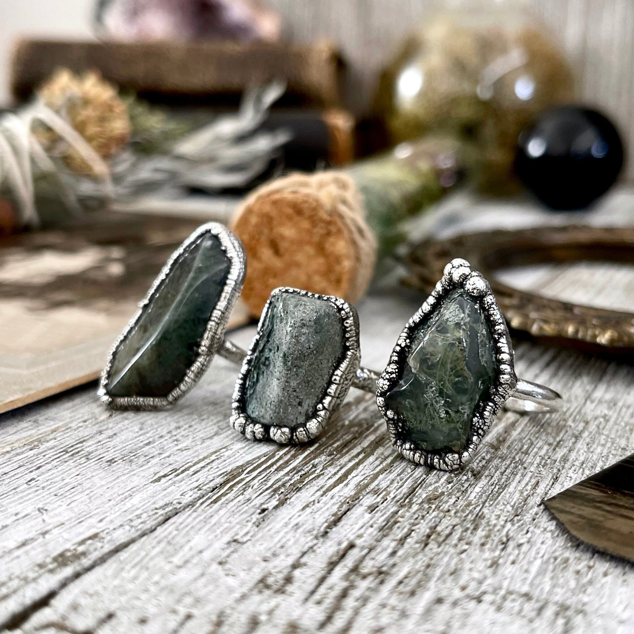 Green fashion and black gothic crystal agate handmade