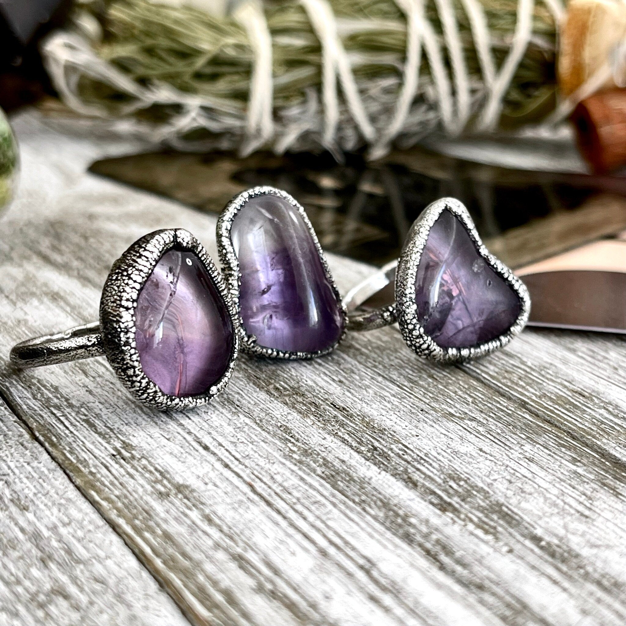 Purple Amethyst And Crystal Ring Gemstone Ring Rings For Women deals Electroform Ring Handmade Jewelry Statement Ring Antique Rings