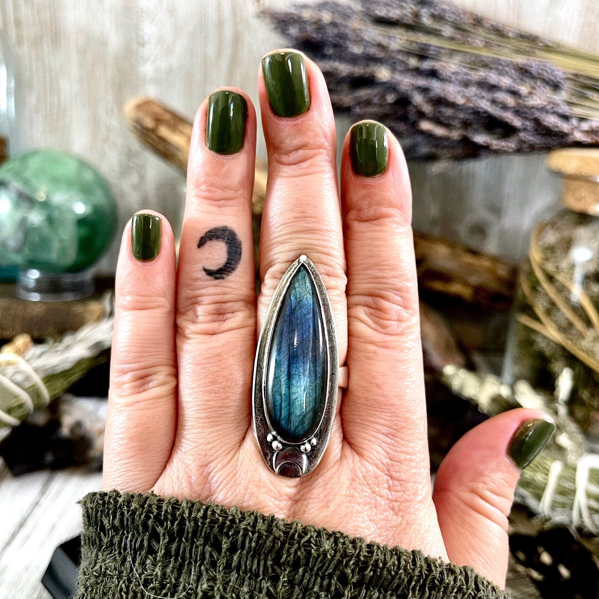 Labradorite Ring Magic Moon Blue Crystal Ring / Designed by FOXLARK Ad –  Foxlark Crystal Jewelry