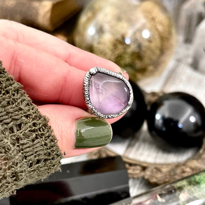 Purple Amethyst Small Stone Ring in Fine Silver Size 5 6 7 8 9 10 / Foxlark Collection