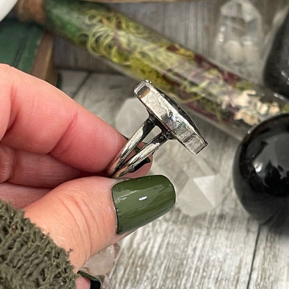 Size 7 Large Fossilized Palm Root Statement Ring in Fine Silver / Foxlark Collection - One of a Kind / Big Crystal Ring Witchy Jewelry