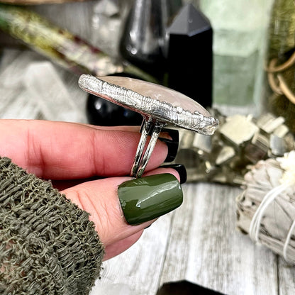 Size 9 Flower Agate Ring Set in Fine Silver / Foxlark Collection - One of a Kind