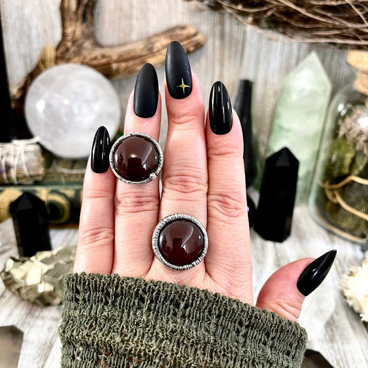 Red Carnelian Ring Fine Silver Size 5 6 7 8 9 10 / Foxlark Collection / Witchy Ring Boho Jewelry Punk Rock Crystal Alternative Goth Jewelry
