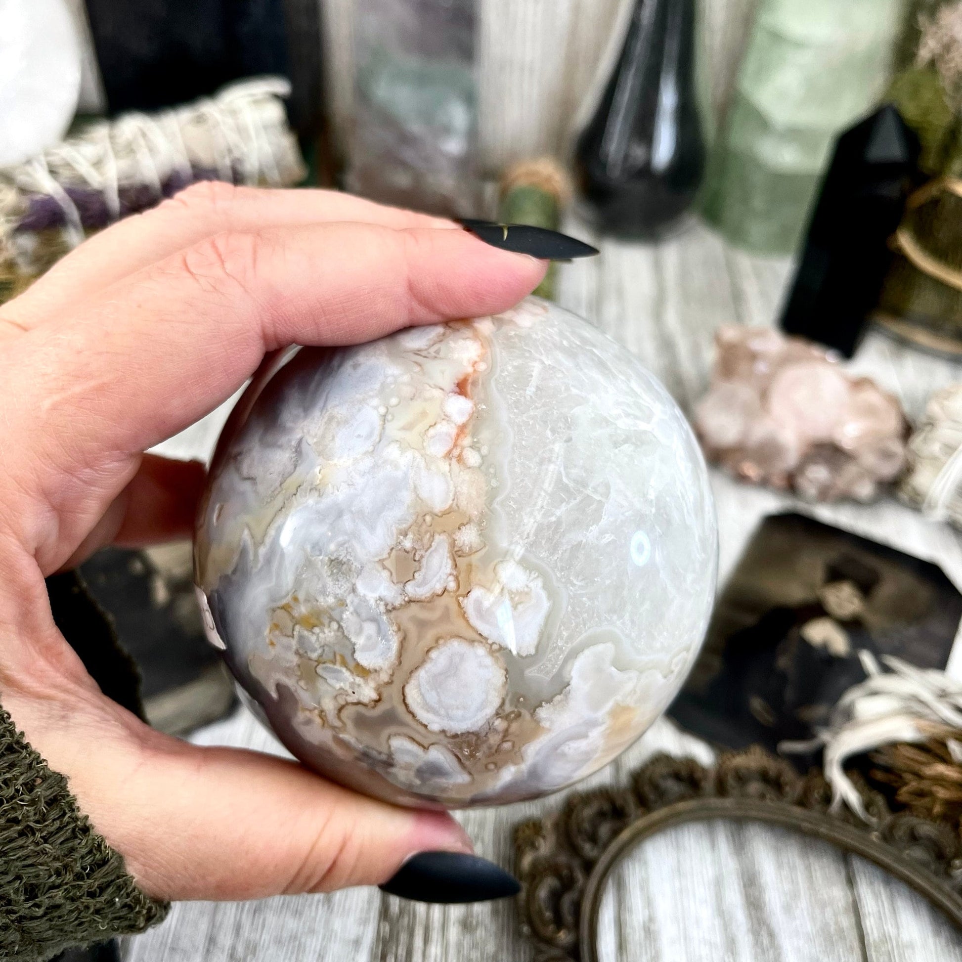 Flower Agate Crystal Ball / FoxlarkCrystals