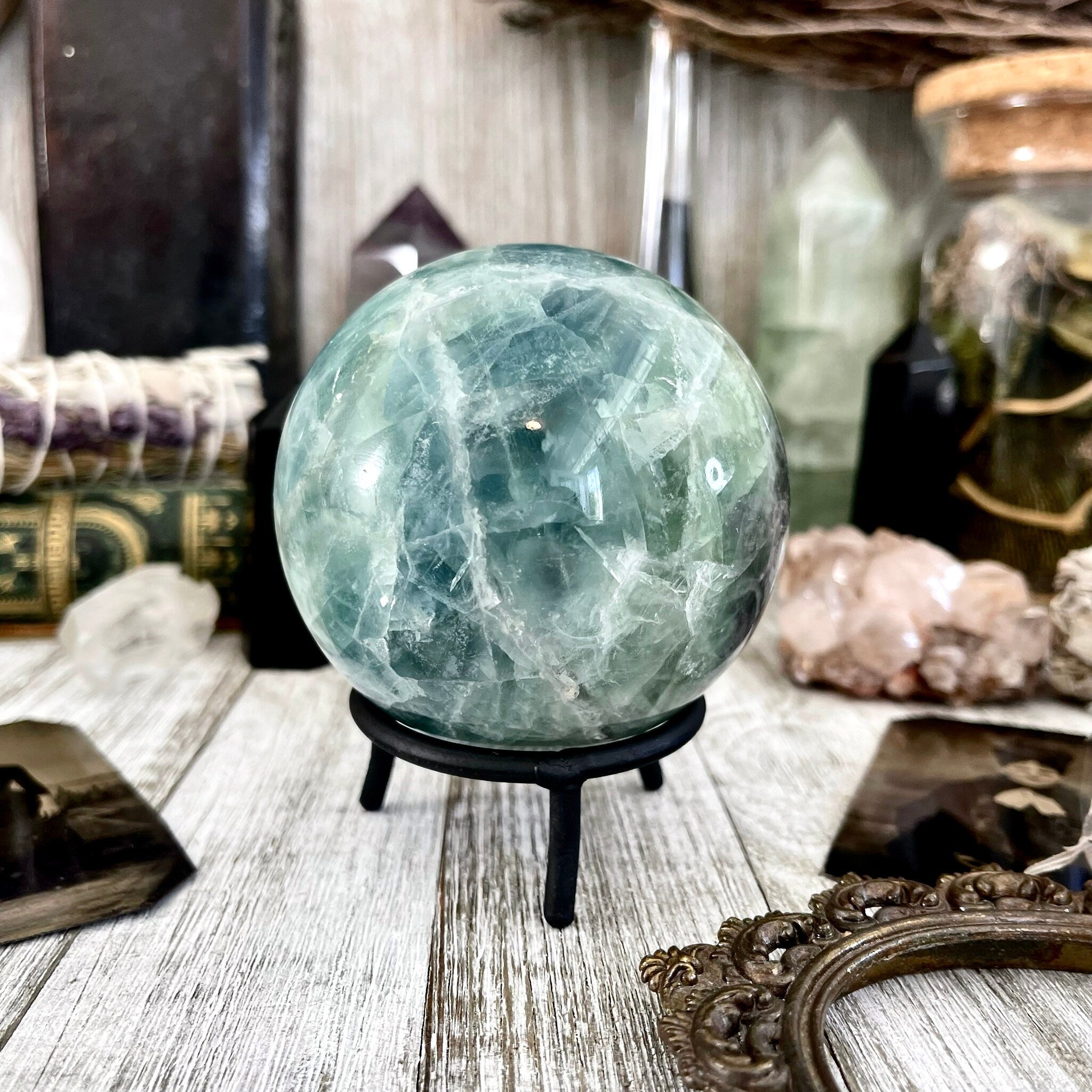 Top Large Carved Fluorite Crescent Moon Crystal, Rainbow Fluorite Moon, Pagan, Witchcraft, Wiccan, Metaphyisical, Mineral, Crystal, Stone