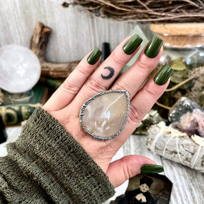 Size 9 Flower Agate Ring Set in Fine Silver / Foxlark Collection - One of a Kind