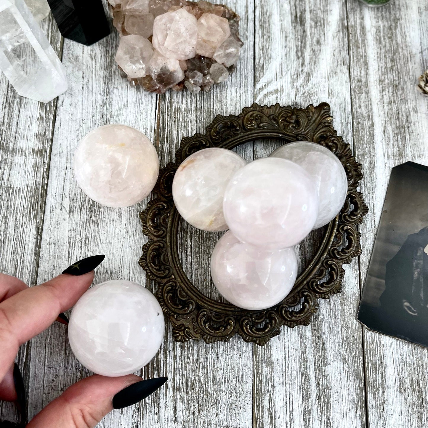 Small Rose Quartz Crystal Sphere / FoxlarkCrystals