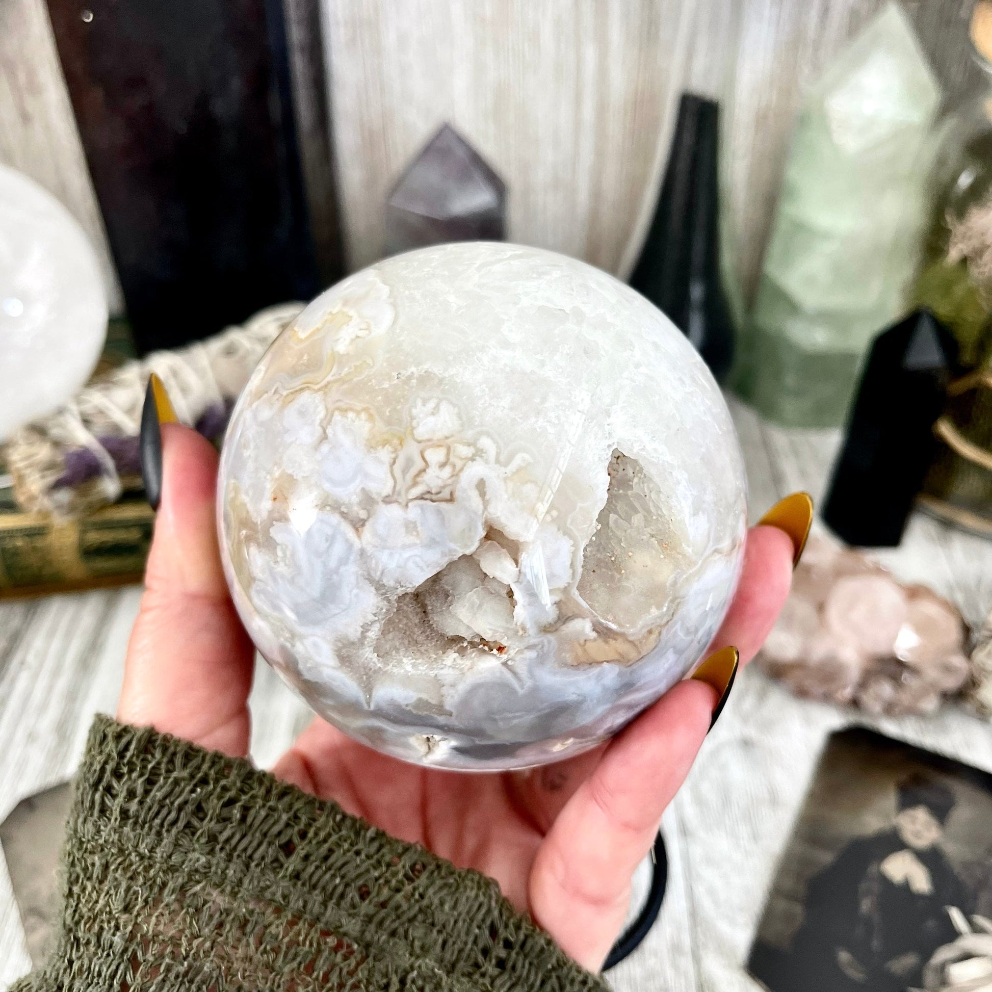 Flower Agate Crystal Ball / FoxlarkCrystals