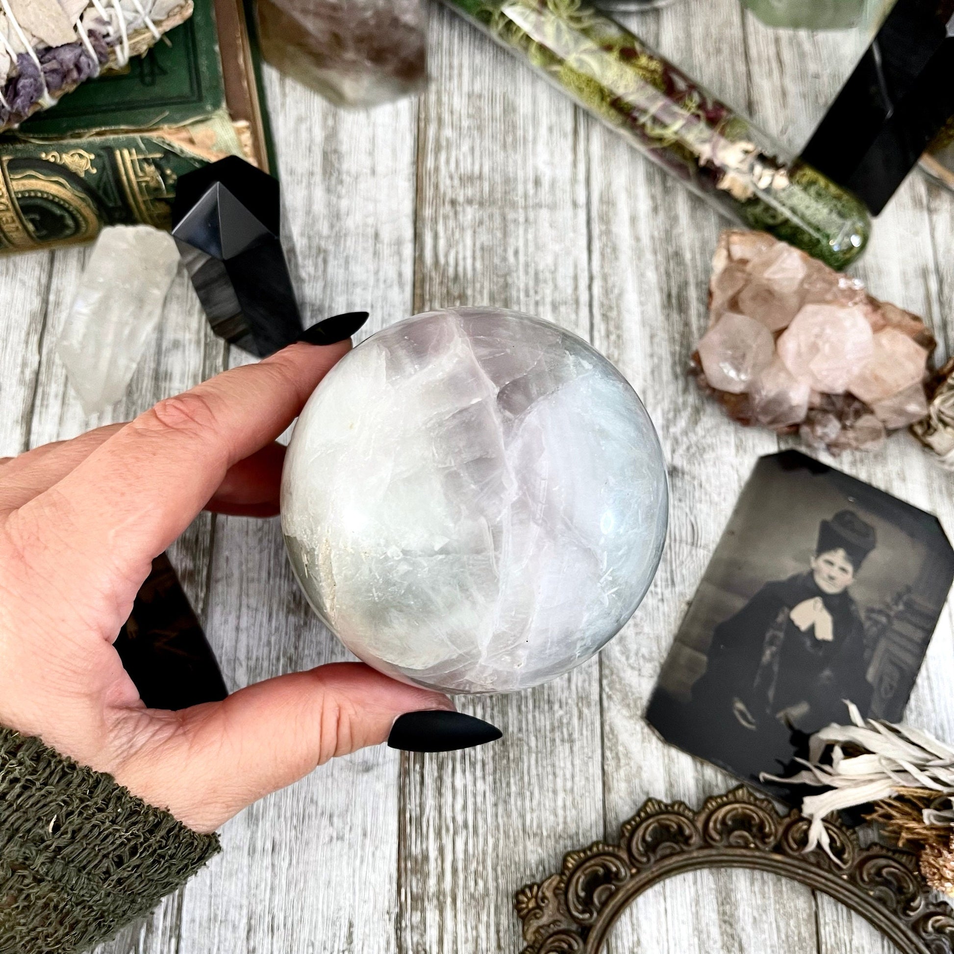 Purple and Green Fluorite Crystal Ball / FoxlarkCrystals