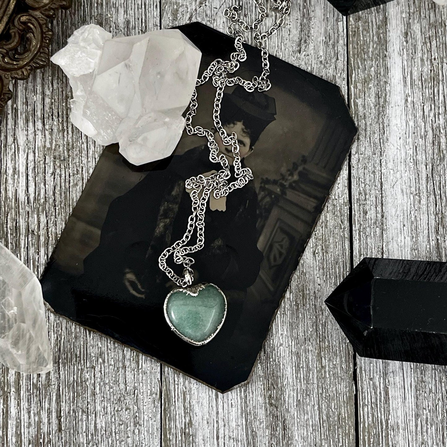 Green Aventurine Heart Necklace Silver/ Foxlark Collection / Green Crystal Necklace Dainty Crystal Heart Necklace Gemstone Necklace