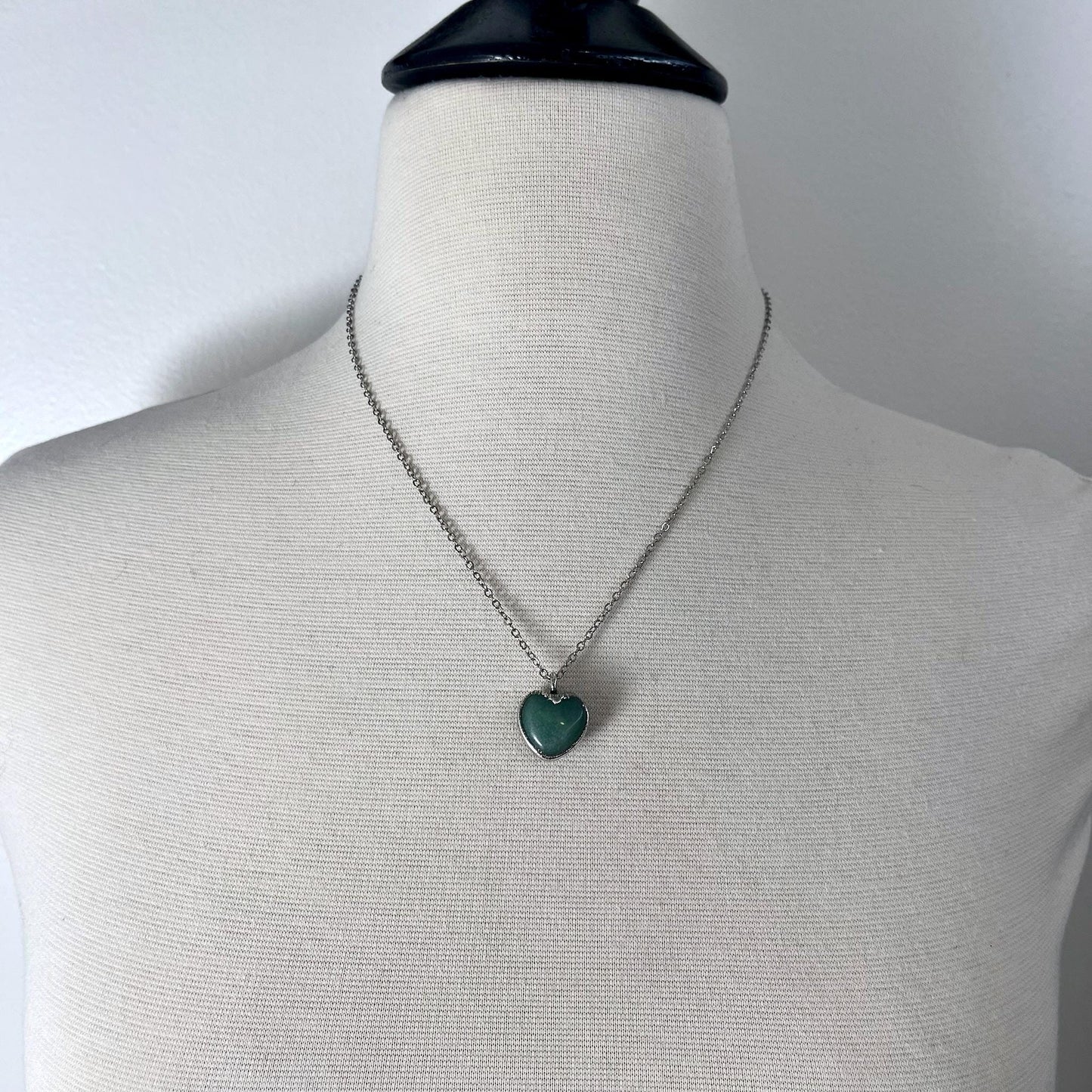 Green Aventurine Heart Necklace Silver/ Foxlark Collection / Green Crystal Necklace Dainty Crystal Heart Necklace Gemstone Necklace