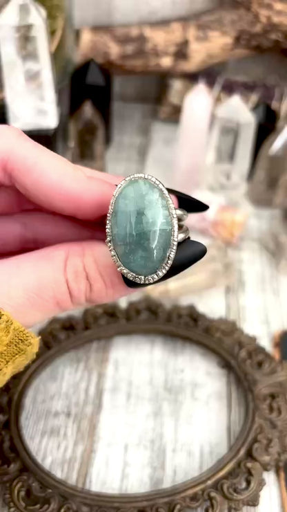 Blue Aquamarine Ring Silver Size 11 / Foxlark Collection