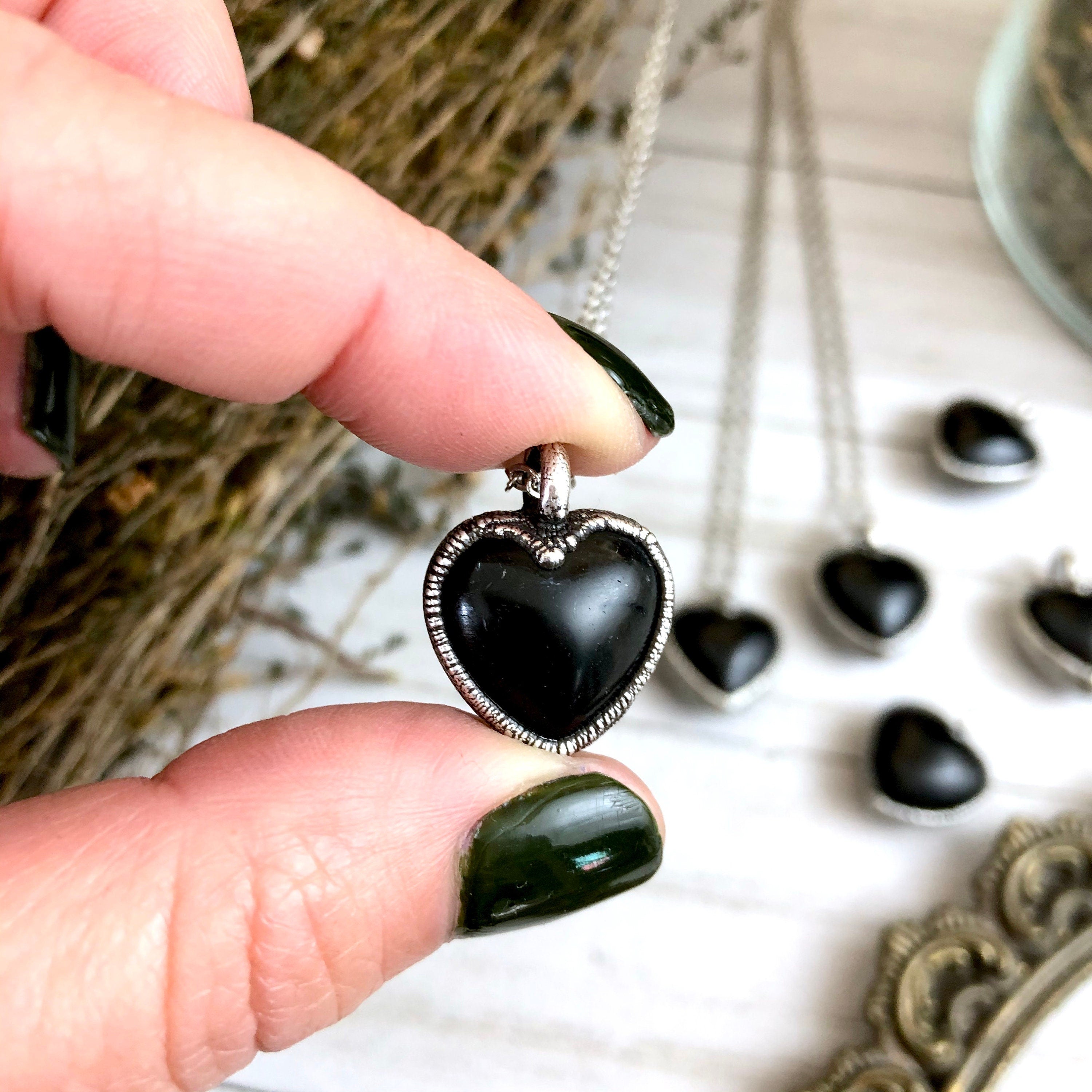 Snowflake Obsidian selling Heart Pendant Sterling Silver, Snowflake Silver Necklace, snowflake Obsidian Jewelry, Black and White Silver Pendant