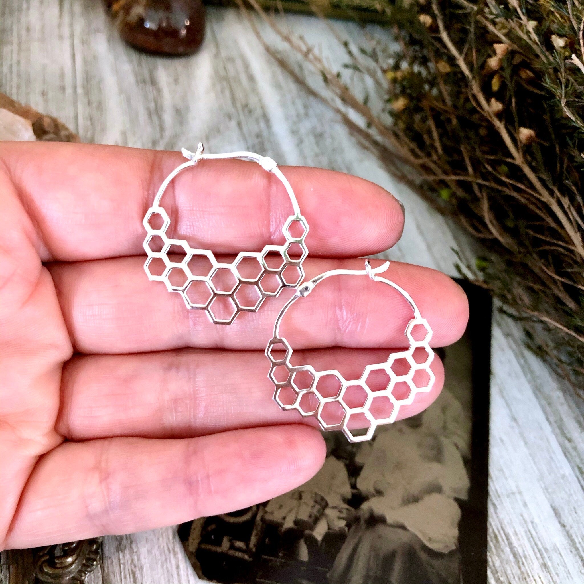 Geometric hoop sale earrings silver